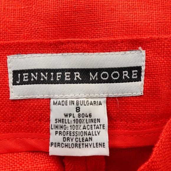 Bermuda Linen Shorts XS Candy‎ Red Pleated Mom Bold Summer JENNIFER MOORE 27x8 - Picture 3 of 15
